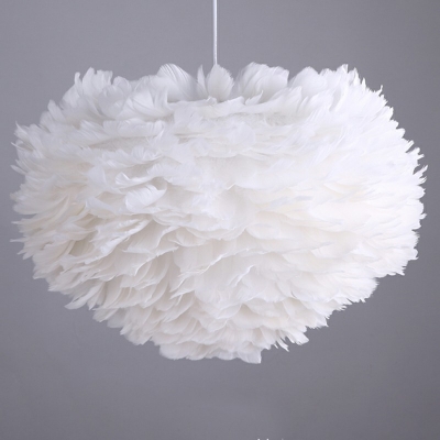 White  Chandelier Pendant Light Feather Shade  Simplicity Style Feather Pendant Light for Living Room