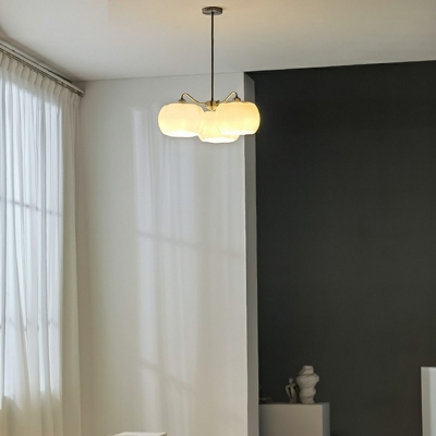 White  Drop Lamp Bowl Shade  Simplicity Style Glass Suspended Lighting Fixture for Living Room