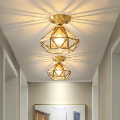 1-Light Flush Mount Chandelier Traditional Style Diamond Shape Metal Ceiling Mounted Fixture