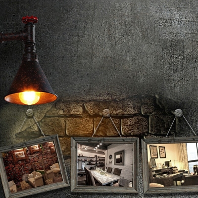 1-Light Wall Lighting Ideas Industrial Style Cone Shape Metal Sconce Lights