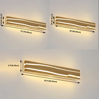 2-light Sconce Lights Contemporary Style Rectangle Shape Wood Third Gear Light Wall Lighting Ideas