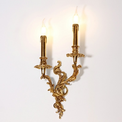 2-Light Sconce Lights Minimalist Style Candel Shape Metal Wall Light Fixtures