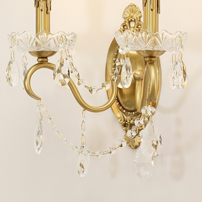 2-Light Sconce Lights Minimalist Style Crystal Shape Metal Wall Lighting Fixtures