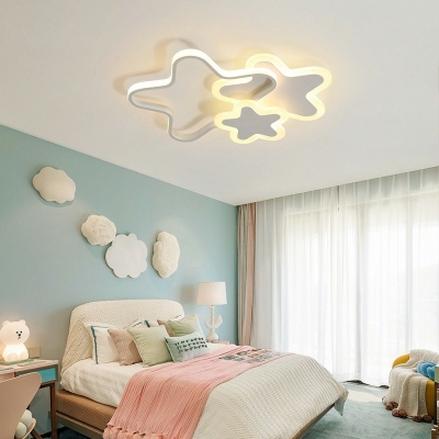 3-light Flush Mount Lantern Kids Style Star Shape Metal Ceiling Mounted Fixture