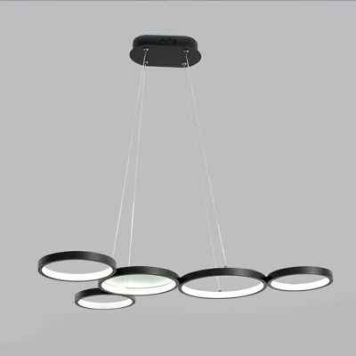 5-Light Chandelier Lighting Minimalist Style Ring Shape Metal Hanging Light Kit