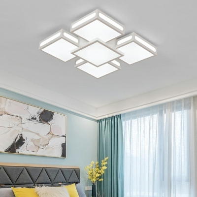 5-Light Flush Mount Light Contemporary Style Square Shape Metal Ceiling Mounted Fixture
