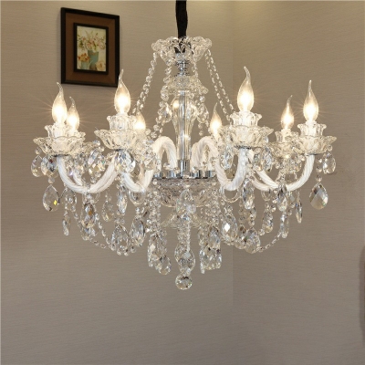 Ceiling Pendant Light Candle Shade Modern Style Crystal Suspension Light for Living Room