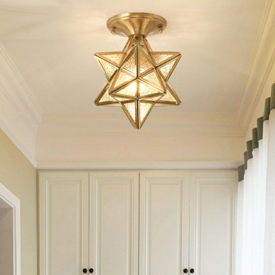 Flush Mount Lights Star Shade Modern Style Glass Flush Light for Living Room