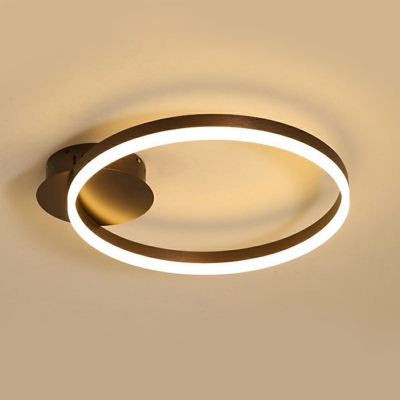 Metal Round Flush Mount Ceiling Lighting Fixture Modern Style 1 Light Flush Mount Ceiling Light in Brown