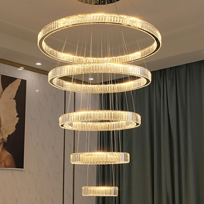 Minimalism Faceted Clear Crystal Prism Ceiling Chandelier Layered Chandelier Lights