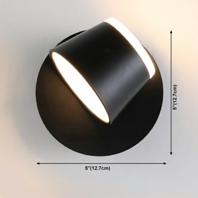 Modern Style Drum Wall Lighting Fixtures Metal 1 Light Wall Sconce Lights in Black