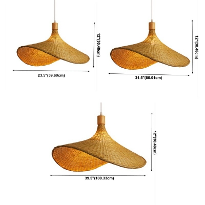 Pendant Light Kit Hat Shade Modern Style Bamboo Chandelier Pendant Light for Living Room