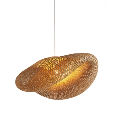 Pendant Lighting Hat Shade Modern Style Bamboo Hanging Chandelier for Living Room