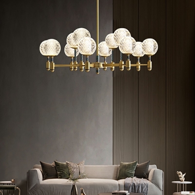 Postmodern Hanging Light Kit Metal Chandelier Glass Shade for Living Room