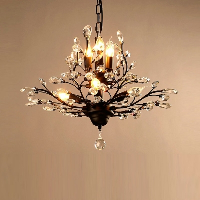 Traditional Style Rounded Chandelier Lighting Fixtures Glass 7 Lights Chandelier Pendant Light in Gold