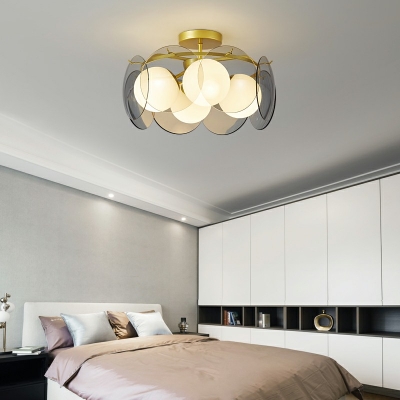 Ultra-Modern Ceiling Mounted Fixture White Glass Flush Ceiling Light for Living Room