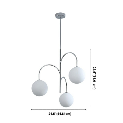 White Hanging Lamp Globe Shade Simplicity Style Glass Suspension Light for Living Room