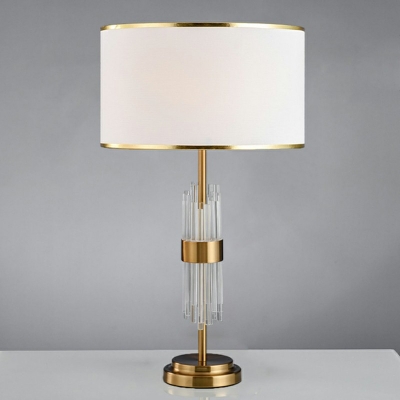 1-Light Night Table Lamps Minimalist Style Drum Shape Metal Nightstand Lamp
