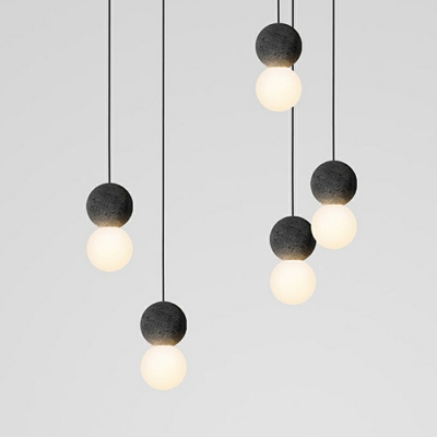 1-Light Pendant Lighting Minimalism Style Ball Shape Stone Hanging Ceiling Light