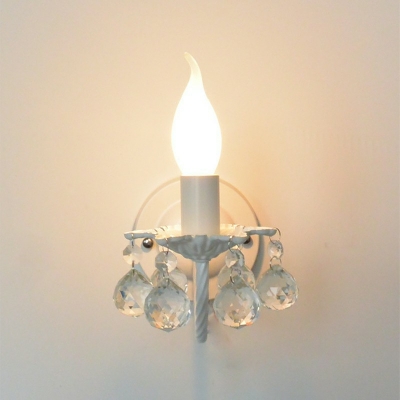 1-Light Sconce Light Fixtures Kids Style Candle Shape Metal Wall Lamps
