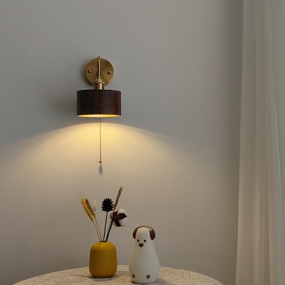 1-Light Sconce Lights Minimalism Style Cylinder Shape Wood Wall Lighting Ideas