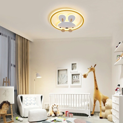 2-Light Flush Mount Lighting Kids Style Rabbit Shape Metal Ceiling Mounted Fixture
