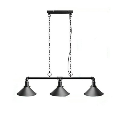 3-Light Island Light Fixtures Industrial Style Cone Shape Metal Hanging Lamps