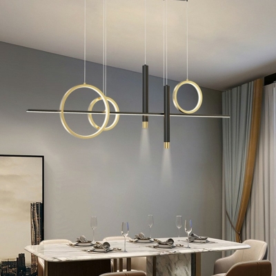 5-light Island Lamp Fixture Minimalist Style Tude Shape Metal Pendant Lighting