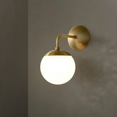Ball Wall Mounted Lighting Modern Style Opal Glass 1-Light Wall Light Sconce in Gold