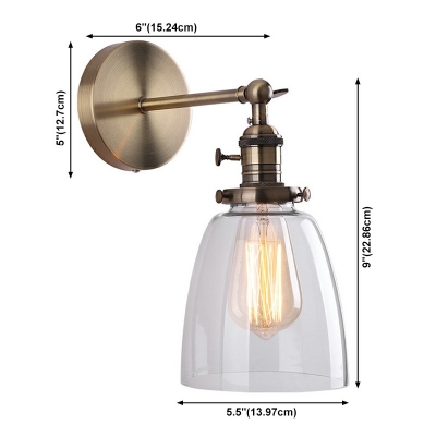 Bell Wall Light Sconce Modern Style Clear Glass 1 Light Sconce Light Fixtures in Brushed Gold