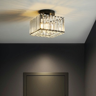 Flush Flushmount Square Shade Simplicity Style Crystal Flush Mount Lamp for Living Room