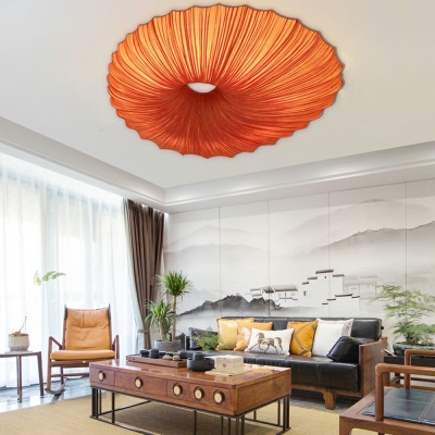 Contemporary Oval Semi-Flush Mount Ceiling Light Fixtures Fabric Ceiling Light