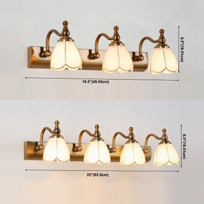Countryside Wall Mounted Light Fixture Glass and Metal Wall Mounted Vanity Lights