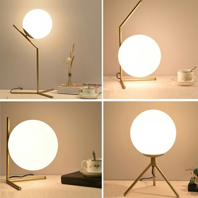 Simplicity Geometric Small Desk Task Lighting White Glass Nightstand Lamp