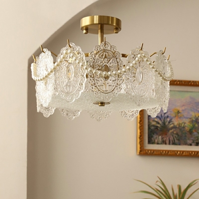 Ultra-Modern Clear Glass Flush Mount Ceiling Lamp Flush Mount Fixture for Bedroom