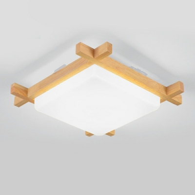 Ultra-Modern Square Wood Flush Mount Ceiling Lamp Flush Mount Fixture for Bedroom