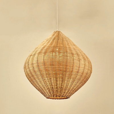 Yellow Hanging Lamp Hat Shade  Simplicity Style Wood Ceiling Lamp for Living Room