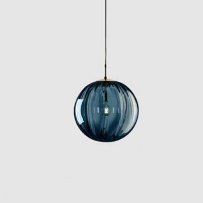 1-Light Pendant Lighting Minimalism Style Globe Shape Glass Hanging Lamp Kit