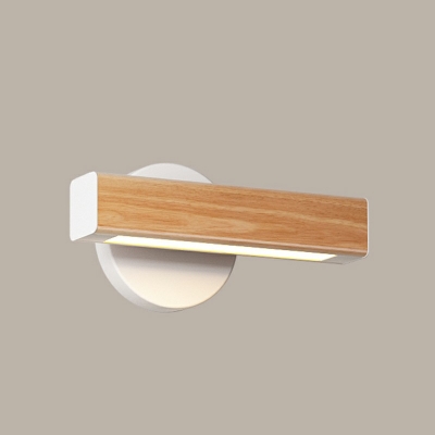 1 Light Rectangle Shade Wall Sconce Lighting Modern Style Wood Led Wall Sconce for Living Room