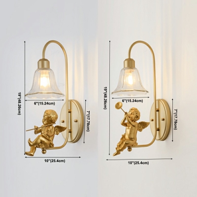 1-Light Sconce Shades Kids Style Cone Shape Metal Wall Mounted Light Fixture
