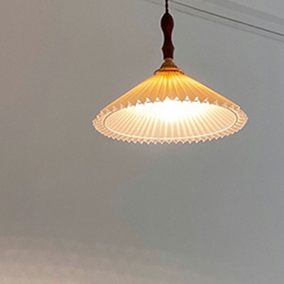 1 Light Wood Hanging Lamp Kit Down Lighting Pendant for Living Room