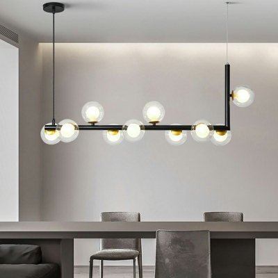 10-Light Island Lighting Minimalist Style Ball Shape Metal Pendant Light Fixture