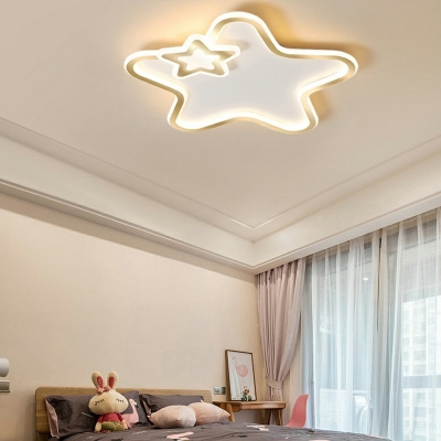 2-Light Flush Mount Light Fixture Kids Style Star Shape Metal Ceiling Lighting