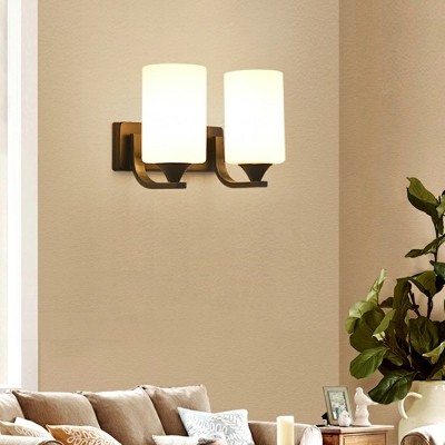 2-Light Sconce Lights Traditional Style Cylinder Shape Metal Wall Mount Light Fixture
