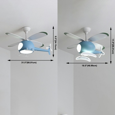2-Light Semi Flush Mount Lamp Fixture Kids Style Airplane Shape Metal Third Gear Light Ceiling Lighting