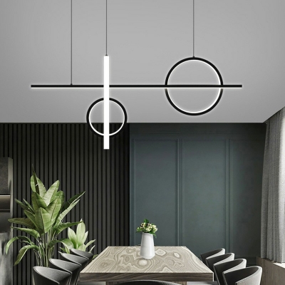 3-light Island Lamp Fixture Minimalist Style Round Shape Metal Pendant Lighting
