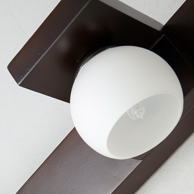 3-Light Sconce Lights Minimalism Style Globe Shape Wood Wall Mounted Lighting