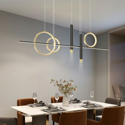 5-light Island Lamp Fixture Minimalist Style Tude Shape Metal Pendant Lighting