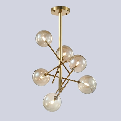 6-Light Chandelier Lighting Fixture Minimalist Style Globe Shape Metal Hanging Lamps