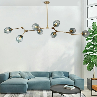 Black Hanging Lamp Cup Shade Modern Style Glass Pendant Light for Living Room